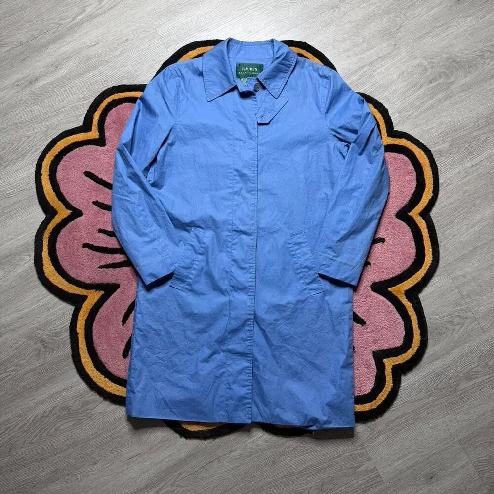 Lauren Ralph Lauren Lightweight Trench Coat Jacket Womens Small Blue